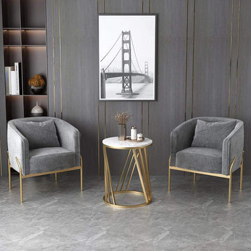 Gray Velvet Accent Chair Modern Upholstered Arm Chair with Gold Legs Pillow Included-Richsoul-Chairs & Recliners,Furniture,Living Room Furniture